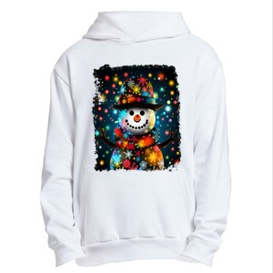 Snowman Merry Christmas Lights Urban Pullover Hoodie