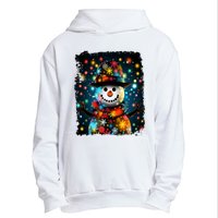 Snowman Merry Christmas Lights Urban Pullover Hoodie