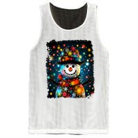 Snowman Merry Christmas Lights Mesh Reversible Basketball Jersey Tank