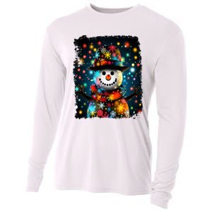 Snowman Merry Christmas Lights Cooling Performance Long Sleeve Crew