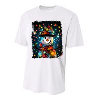 Snowman Merry Christmas Lights Performance Sprint T-Shirt