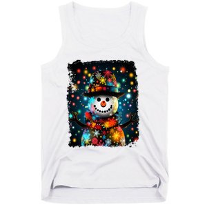 Snowman Merry Christmas Lights Tank Top