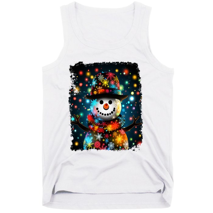 Snowman Merry Christmas Lights Tank Top