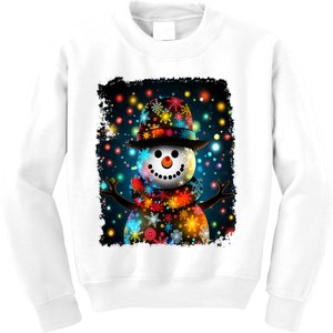 Snowman Merry Christmas Lights Kids Sweatshirt