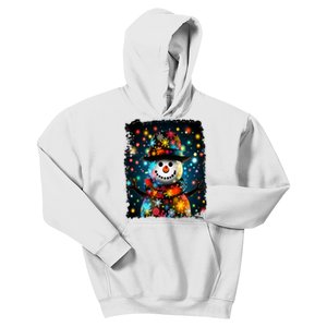 Snowman Merry Christmas Lights Kids Hoodie