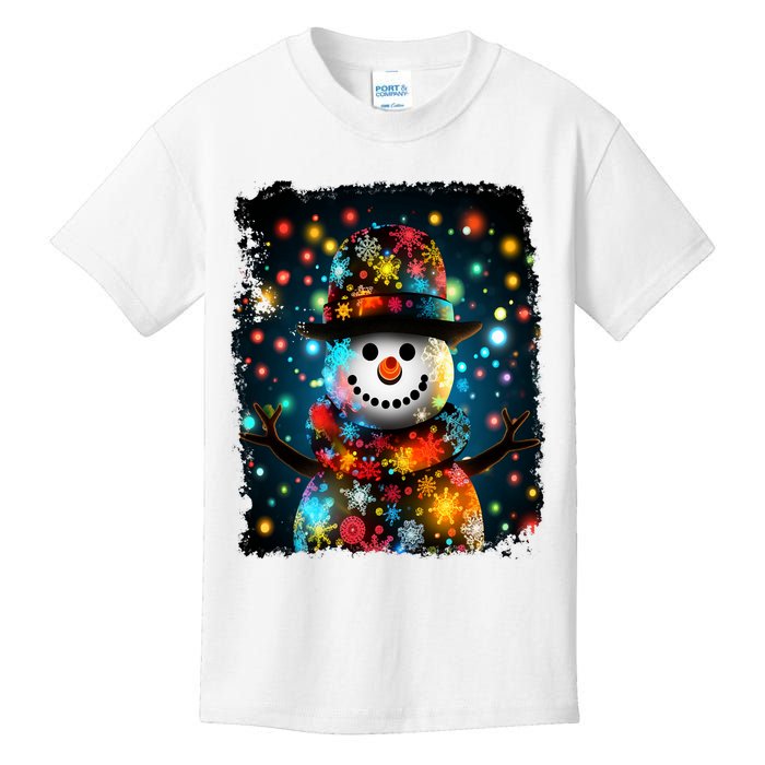 Snowman Merry Christmas Lights Kids T-Shirt