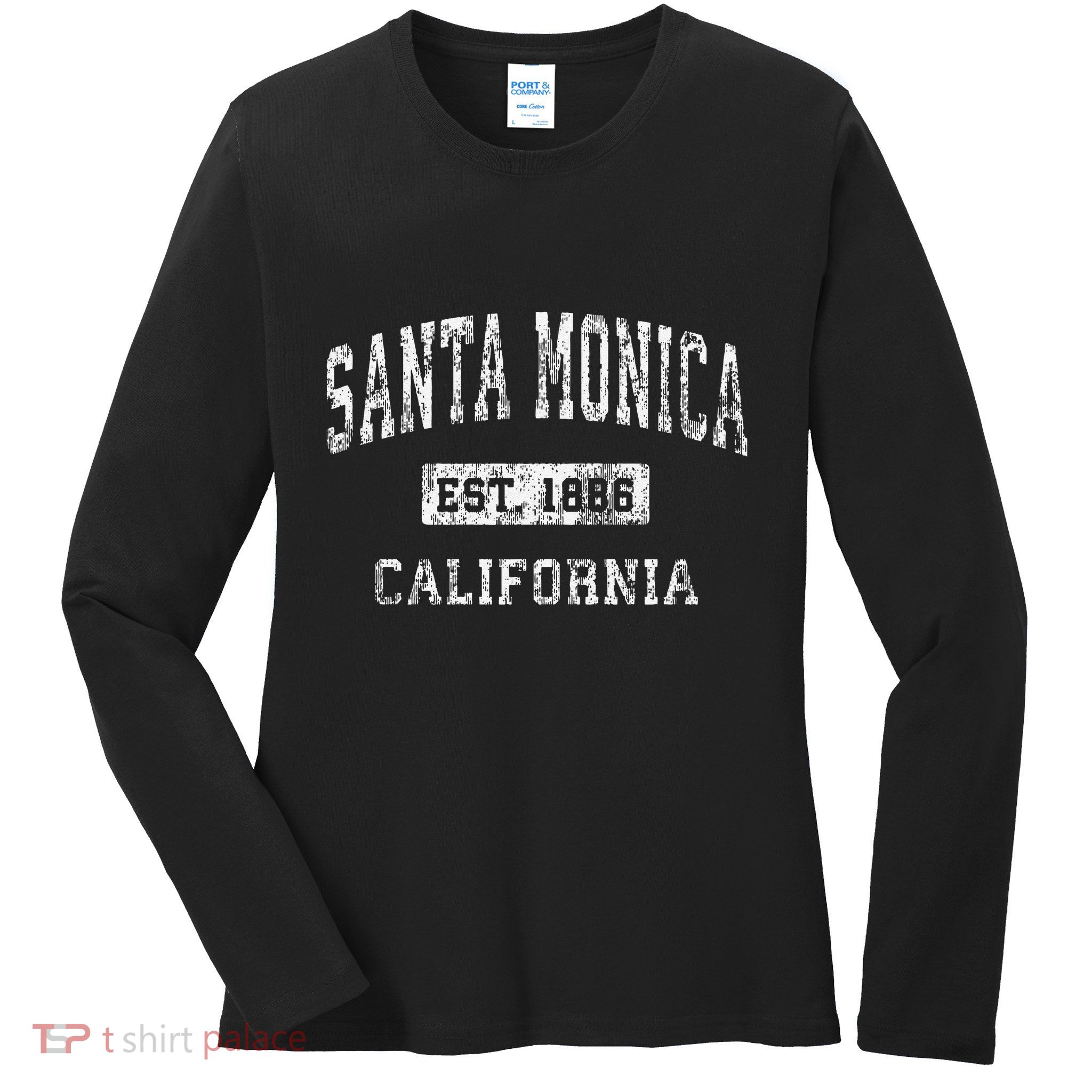Santa Monica California Ca Vintage Established Ladies Long Sleeve Shirt