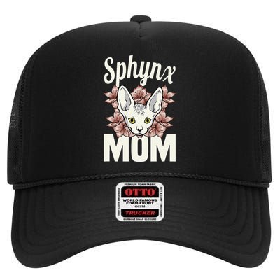 Sphinx Mom Cat Lover Sphynx Hairless Mother Breed Naked Cat High Crown Mesh Back Trucker Hat