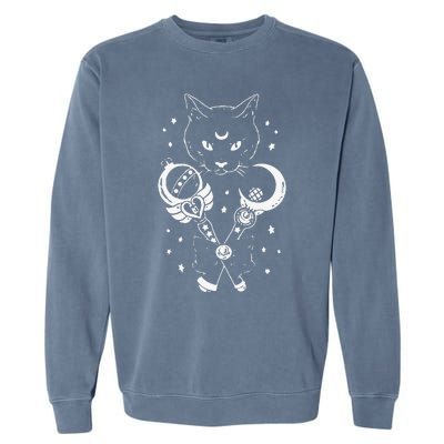 Sailor Meow Cute Moon Cat Space Magic Gothic Halloween Garment-Dyed Sweatshirt