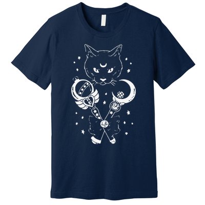 Sailor Meow Cute Moon Cat Space Magic Gothic Halloween Premium T-Shirt