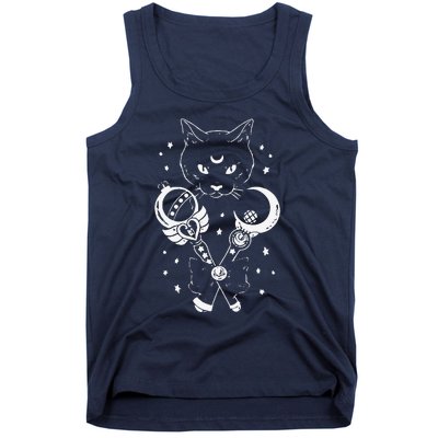 Sailor Meow Cute Moon Cat Space Magic Gothic Halloween Tank Top