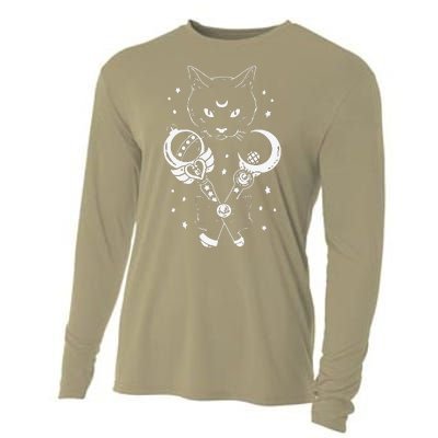 Sailor Meow Cute Moon Cat Space Magic Gothic Halloween Cooling Performance Long Sleeve Crew