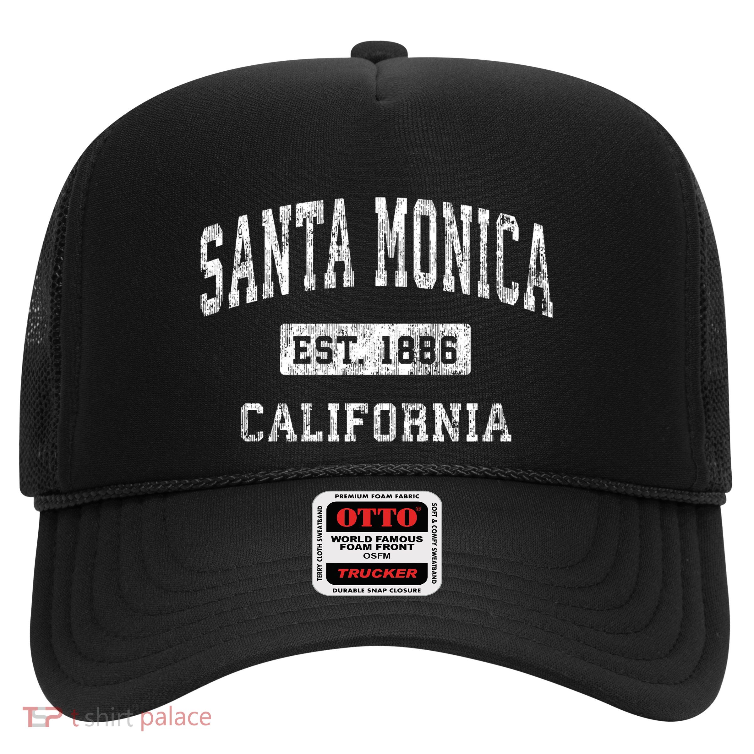 Santa Monica California Ca Vintage Established Sports Trucker Hat