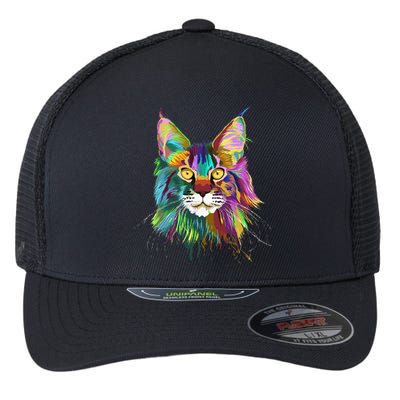 Splash Maine Coon Cat Flexfit Unipanel Trucker Cap