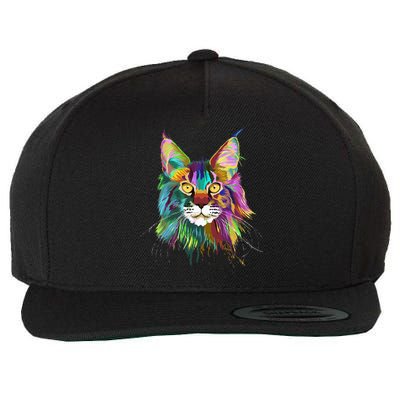 Splash Maine Coon Cat Wool Snapback Cap