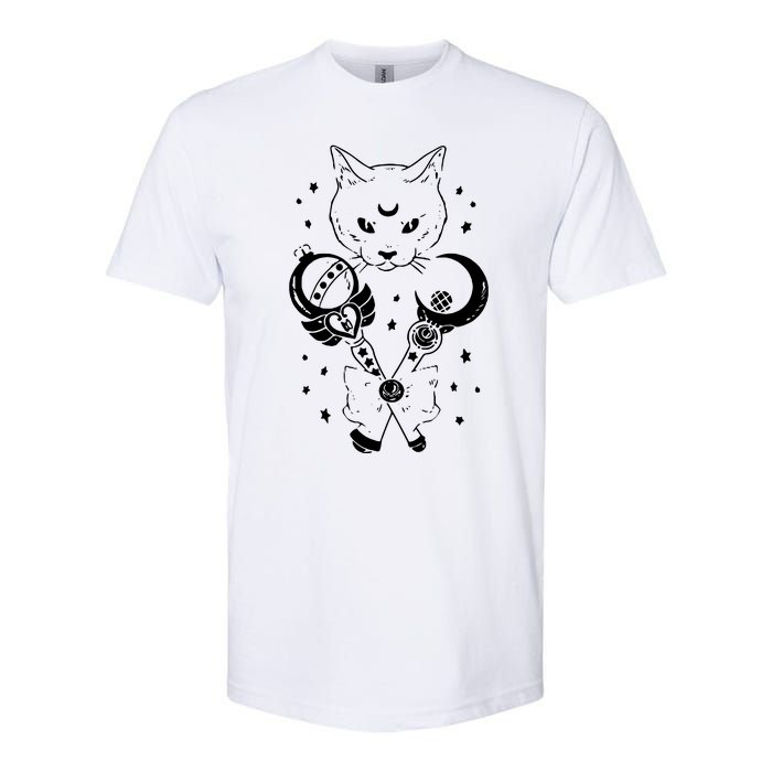 Sailor Meow Cute Moon Cat Space Magic Gothic Halloween Softstyle CVC T-Shirt