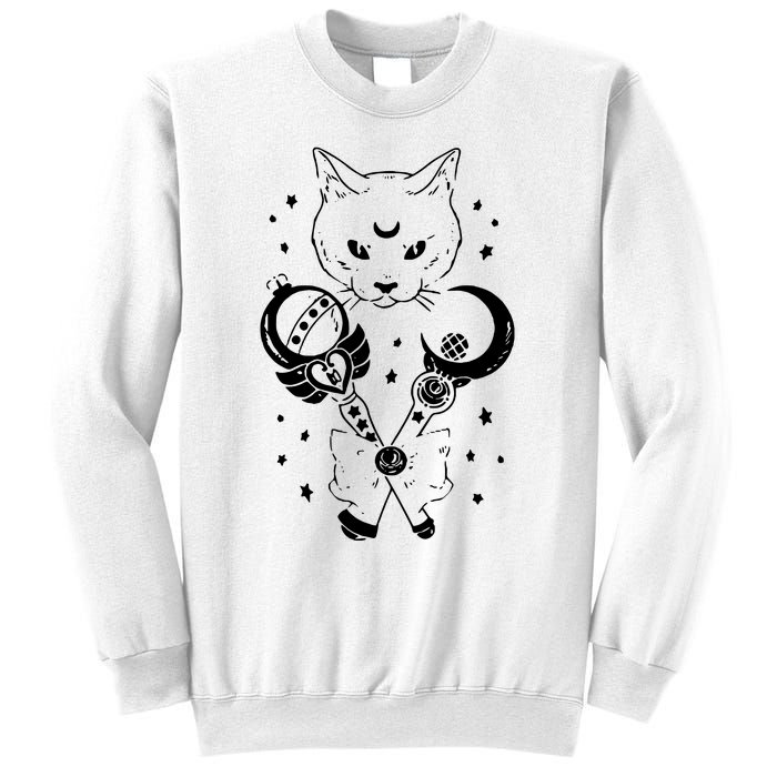 Sailor Meow Cute Moon Cat Space Magic Gothic Halloween Sweatshirt