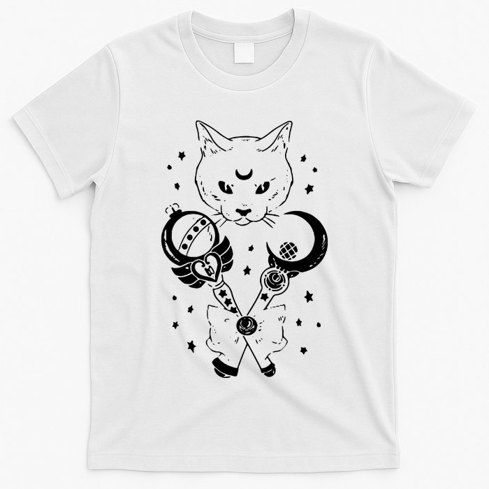 Sailor Meow Cute Moon Cat Space Magic Gothic Halloween T-Shirt