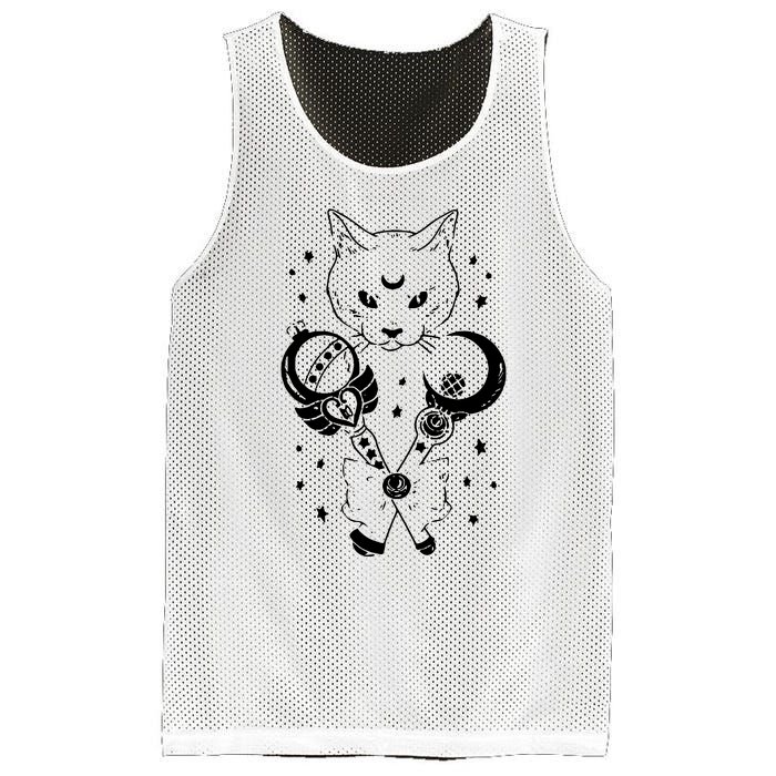 Sailor Meow Cute Moon Cat Space Magic Gothic Halloween Mesh Reversible Basketball Jersey Tank