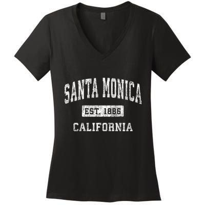 Santa Monica California Ca Vintage Established Sports Design Women's V-Neck T-Shirt