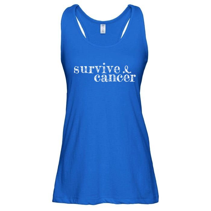 Survive Melanoma Cancer Survivor Wear Black Ribbon Vintage Gift Ladies Essential Flowy Tank