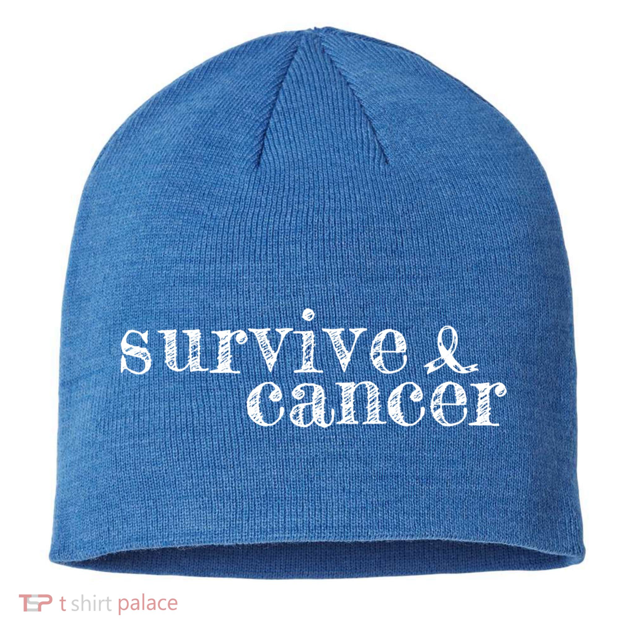 Survive Melanoma Cancer Survivor Wear Black Ribbon Vintage Gift Sustainable Beanie