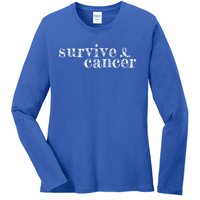 Survive Melanoma Cancer Survivor Wear Black Ribbon Vintage Gift Ladies Long Sleeve Shirt