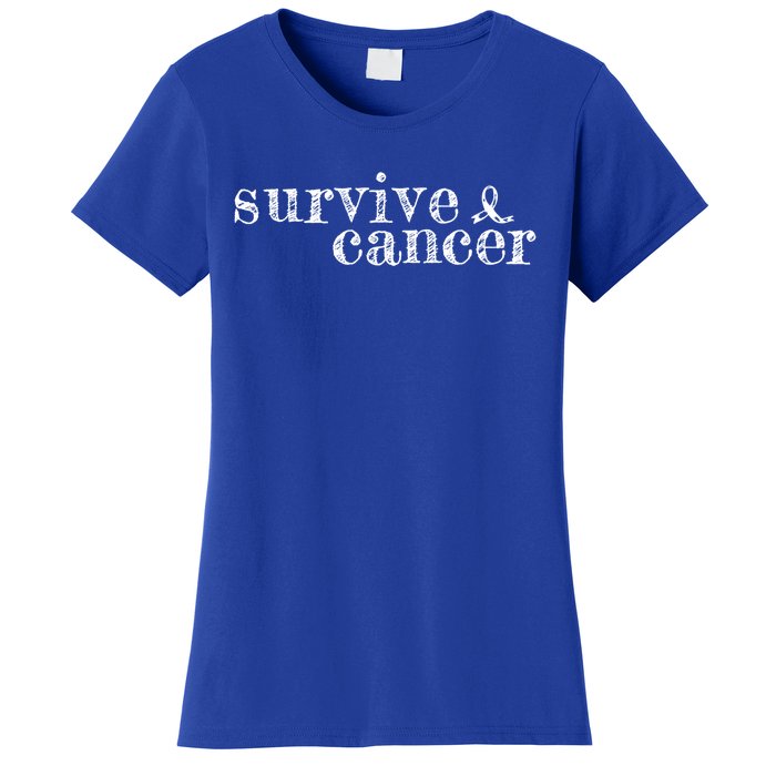 Survive Melanoma Cancer Survivor Wear Black Ribbon Vintage Gift Women's T-Shirt