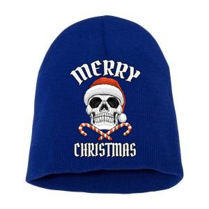 Skull Merry Christmas Gift Skeleton Funny Santa Rocker Gift Short Acrylic Beanie