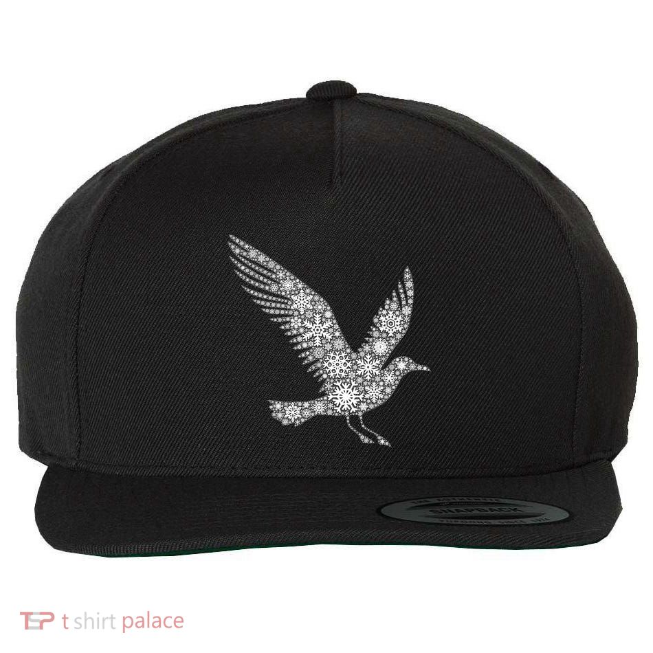 Snowflake Merry Christmas Snowflakes Bird Seagull Gift Wool Snapback Cap