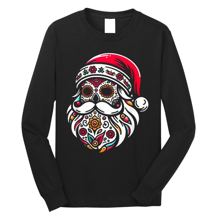 Santa Mexico Calavera Christmas Long Sleeve Shirt