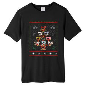 Sewing Machines Christmas Tree Quilt Sewing Lovers Xmas Tall Fusion ChromaSoft Performance T-Shirt