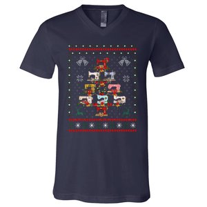 Sewing Machines Christmas Tree Quilt Sewing Lovers Xmas V-Neck T-Shirt