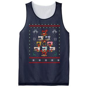 Sewing Machines Christmas Tree Quilt Sewing Lovers Xmas Mesh Reversible Basketball Jersey Tank