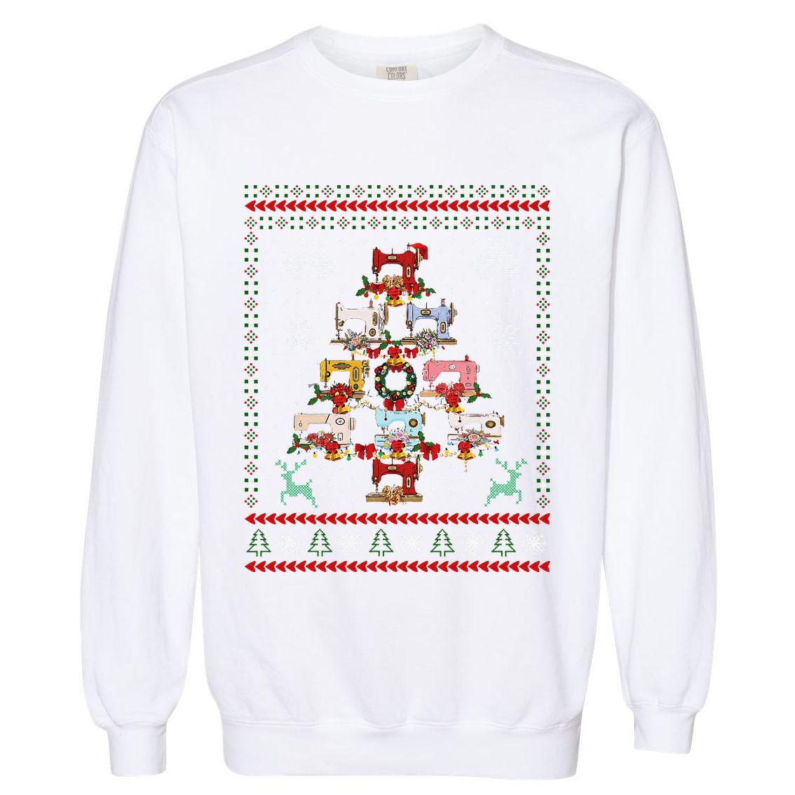 Sewing Machines Christmas Tree Quilt Sewing Lovers Xmas Garment-Dyed Sweatshirt