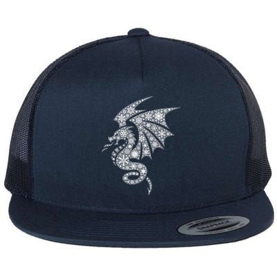 Snowflake Merry Christmas Snowflakes Dragon Gift Flat Bill Trucker Hat