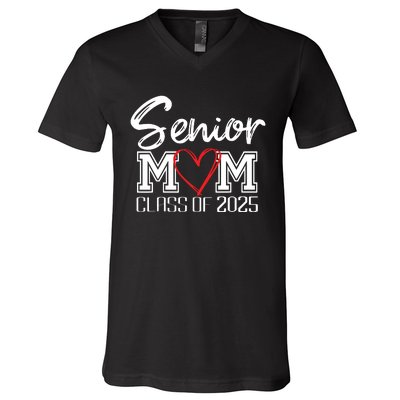 Senior Mom Class Of 2025 Proud Mom Of Graduate Heart Mom V-Neck T-Shirt