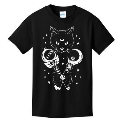 Sailor Meow Cute Moon Cat Space Magic Gothic Halloween Kids T-Shirt