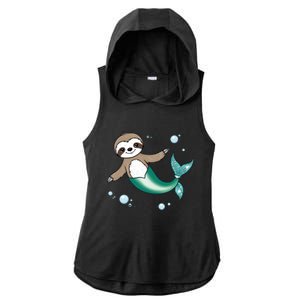 Sloth Mermaid Cute Slothmaid Fantasy Ladies PosiCharge Tri-Blend Wicking Draft Hoodie Tank