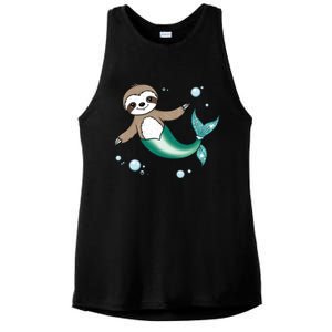 Sloth Mermaid Cute Slothmaid Fantasy Ladies PosiCharge Tri-Blend Wicking Tank