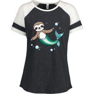 Sloth Mermaid Cute Slothmaid Fantasy Enza Ladies Jersey Colorblock Tee