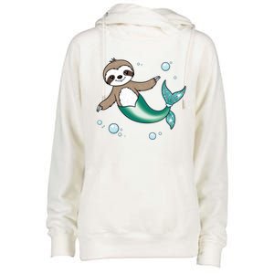 Sloth Mermaid Cute Slothmaid Fantasy Womens Funnel Neck Pullover Hood