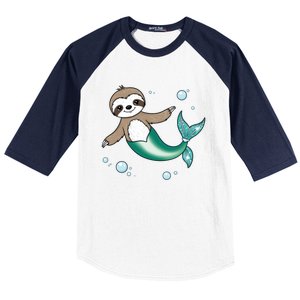 Sloth Mermaid Cute Slothmaid Fantasy Baseball Sleeve Shirt