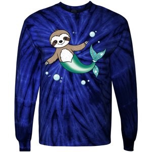 Sloth Mermaid Cute Slothmaid Fantasy Tie-Dye Long Sleeve Shirt