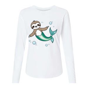 Sloth Mermaid Cute Slothmaid Fantasy Womens Cotton Relaxed Long Sleeve T-Shirt