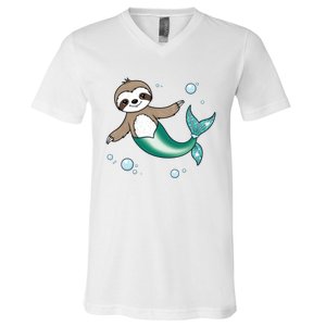 Sloth Mermaid Cute Slothmaid Fantasy V-Neck T-Shirt