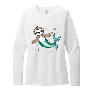 Sloth Mermaid Cute Slothmaid Fantasy Womens CVC Long Sleeve Shirt