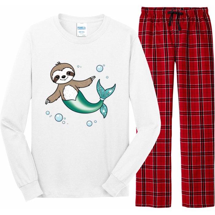 Sloth Mermaid Cute Slothmaid Fantasy Long Sleeve Pajama Set