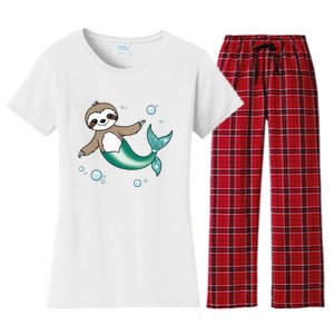 Sloth Mermaid Cute Slothmaid Fantasy Women's Flannel Pajama Set