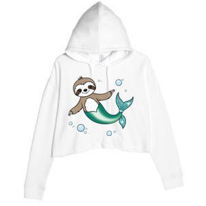 Sloth Mermaid Cute Slothmaid Fantasy Crop Fleece Hoodie